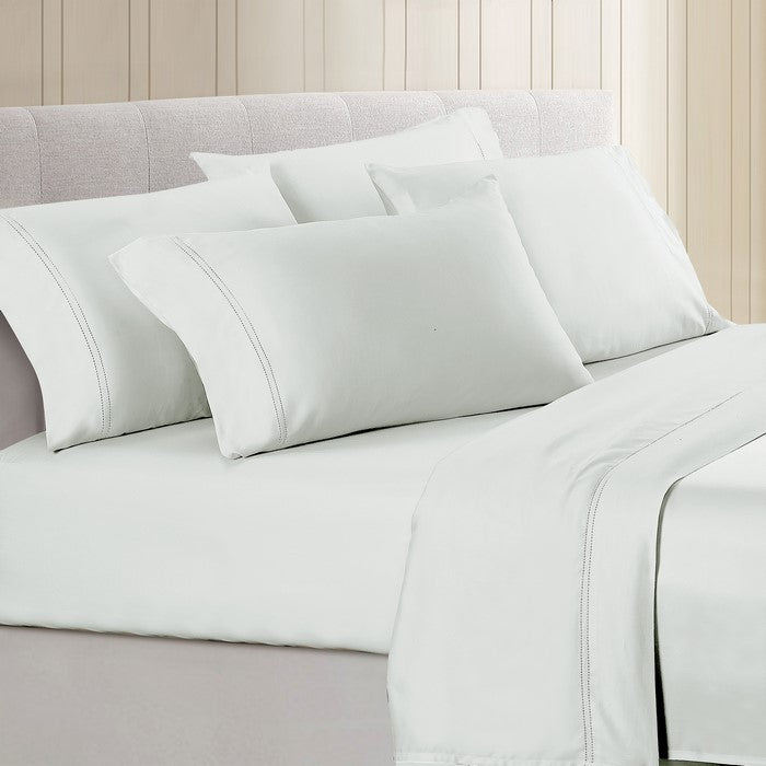 Tours 6 Piece Cotton Queen Size Sheet Set with Double Hem The Urban Port, White
