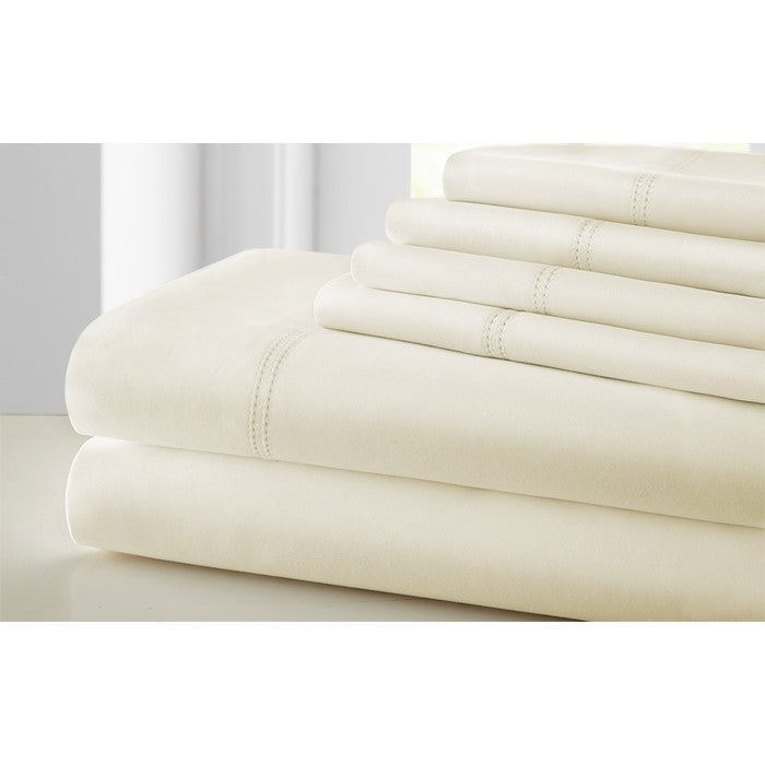 Tours 6 Piece California King Size Sheet Set with Double Hem The Urban Port, Cream
