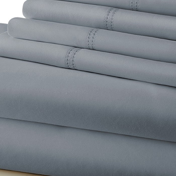 Tours 6 Piece Cotton Full Size Sheet Set with Double Hem The Urban Port, Slate Gray