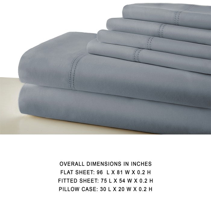 Tours 6 Piece Cotton Full Size Sheet Set with Double Hem The Urban Port, Slate Gray