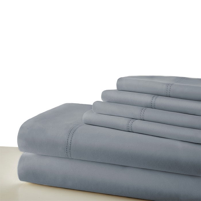 Tours 6 Piece Cotton Full Size Sheet Set with Double Hem The Urban Port, Slate Gray