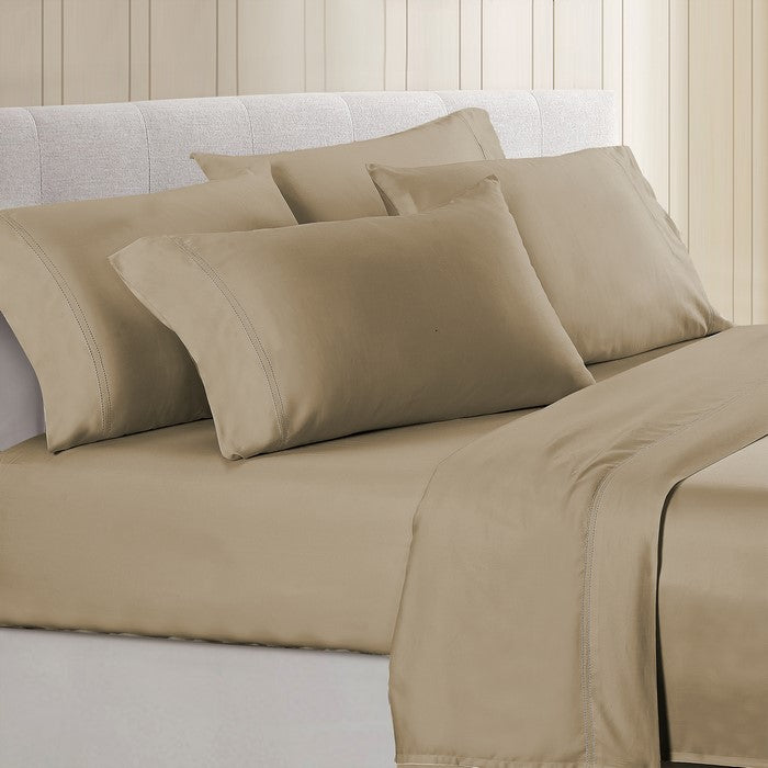 Tours 6 Piece Cotton Full Size Sheet Set with Double Hem The Urban Port, Brown