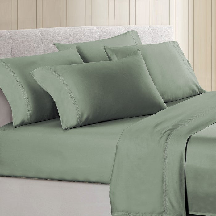 Tours 6 Piece Cotton Full Size Sheet Set with Double Hem The Urban Port, Green
