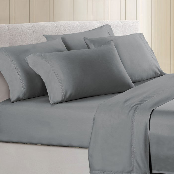 Tours 6 Piece Cotton Full Size Sheet Set with Double Hem The Urban Port, Gray