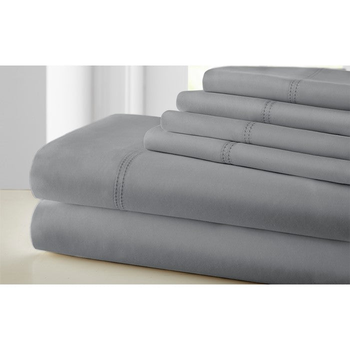 Tours 6 Piece Cotton Full Size Sheet Set with Double Hem The Urban Port, Gray