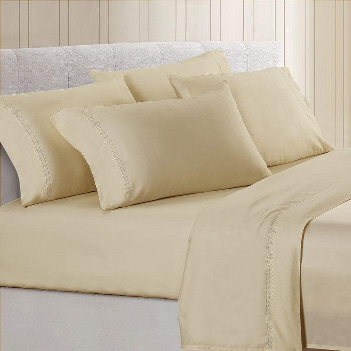 Tours 6 Piece Cotton Full Size Sheet Set with Double Hem The Urban Port, Beige