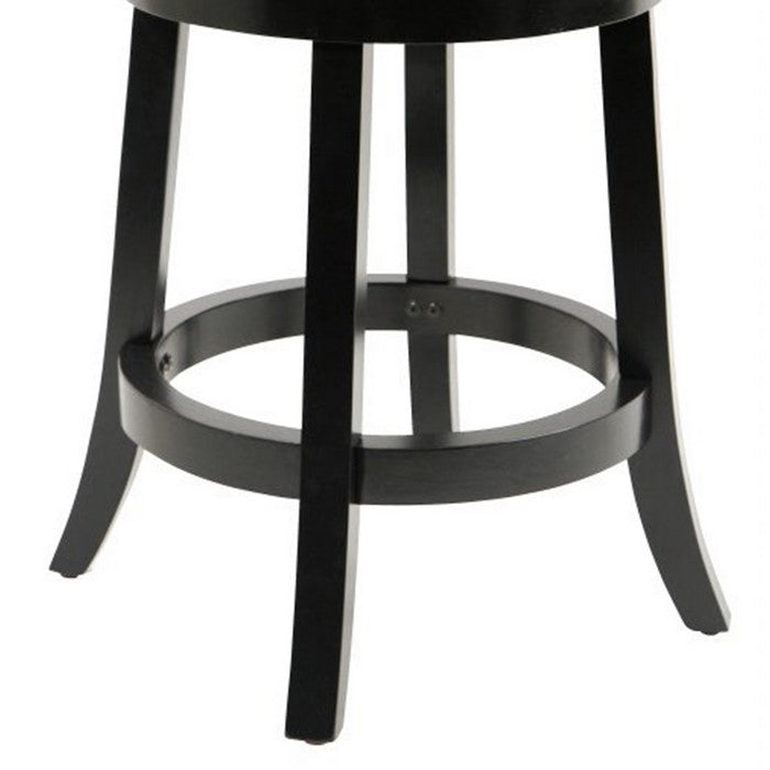 Round Wooden Swivel Counter Stool with Padded Seat and Back, Black