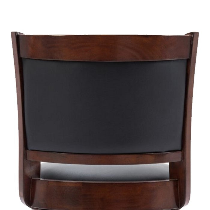 Round Wooden Swivel Counter Stool with Padded Seat and Back, Cherry Brown