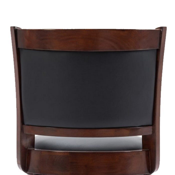 Round Wooden Swivel Barstool with Padded Seat and Back, Cherry Brown