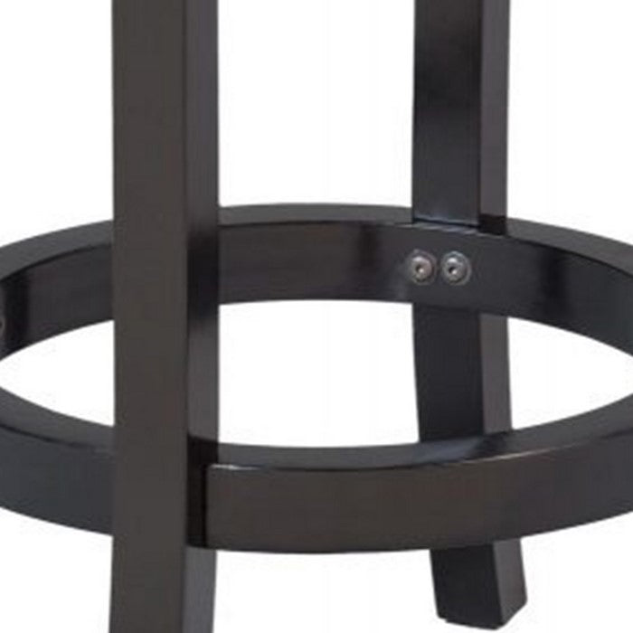 Nailhead Trim Round Leatherette Swivel Counter Stool with Flared Leg, Black