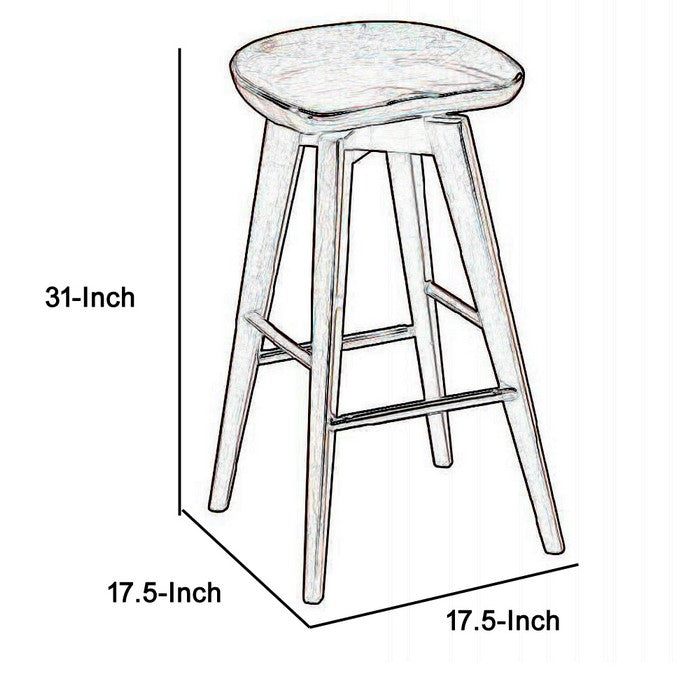 Contoured Seat Wooden Frame Swivel Barstool with Angled Legs, Dark Brown