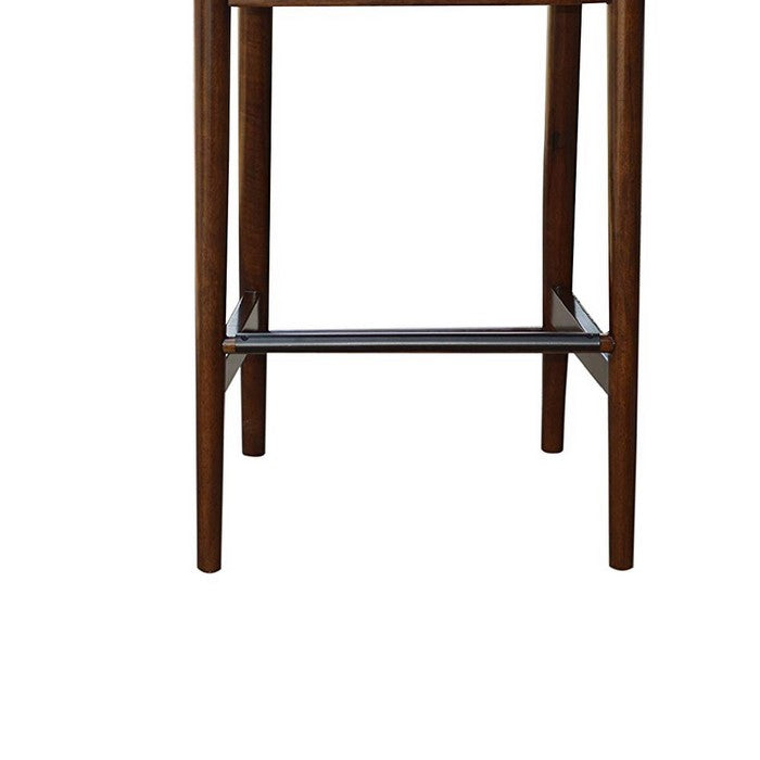 Wooden Fiddle Back Barstool with Leatherette Seating, Dark Brown