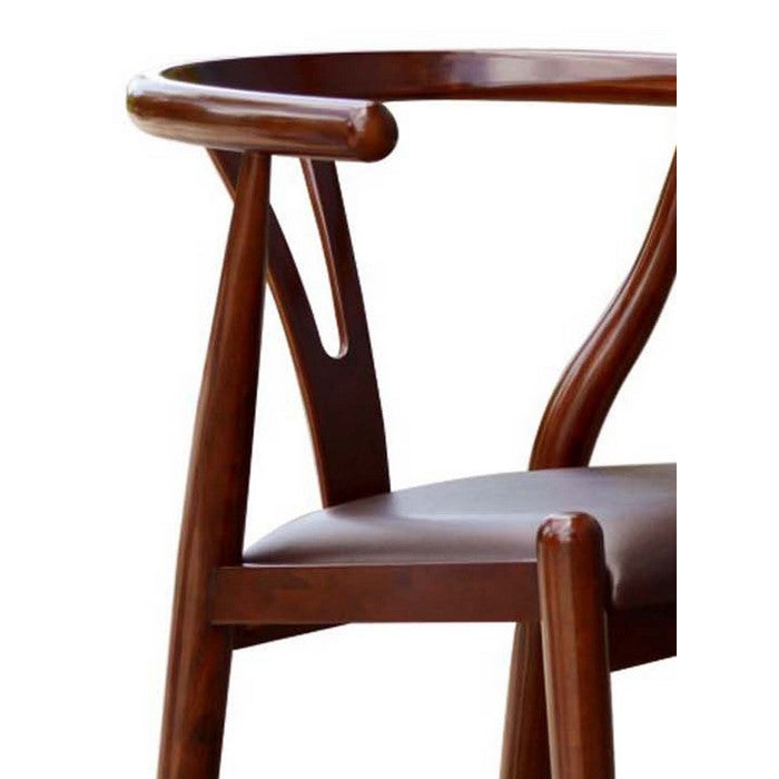 24 Inch Fiddle Back Counter Stool with Leatherette Seating, Walnut Brown