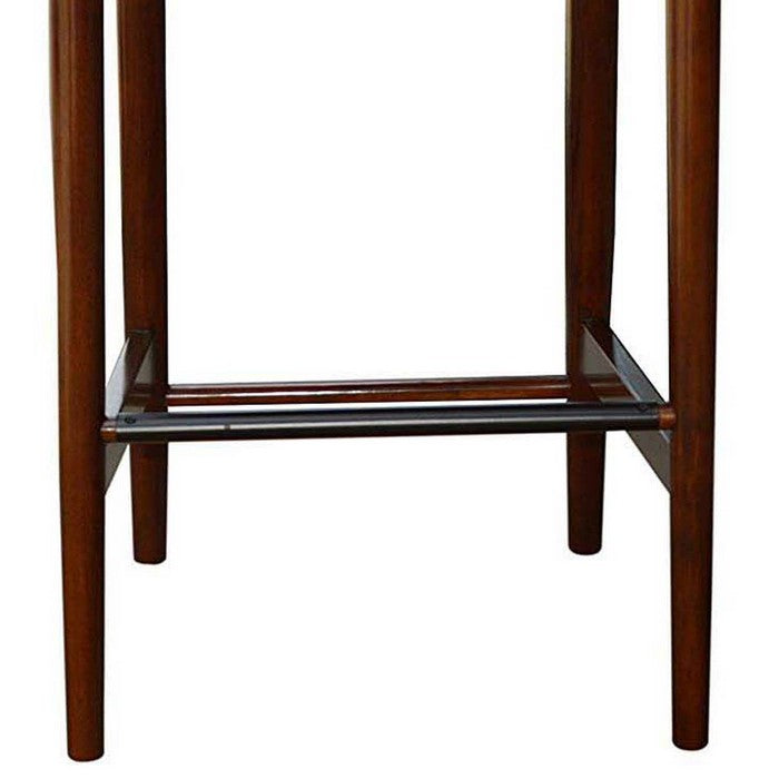 Wooden Fiddle Back Barstool with Leatherette Seating, Walnut Brown