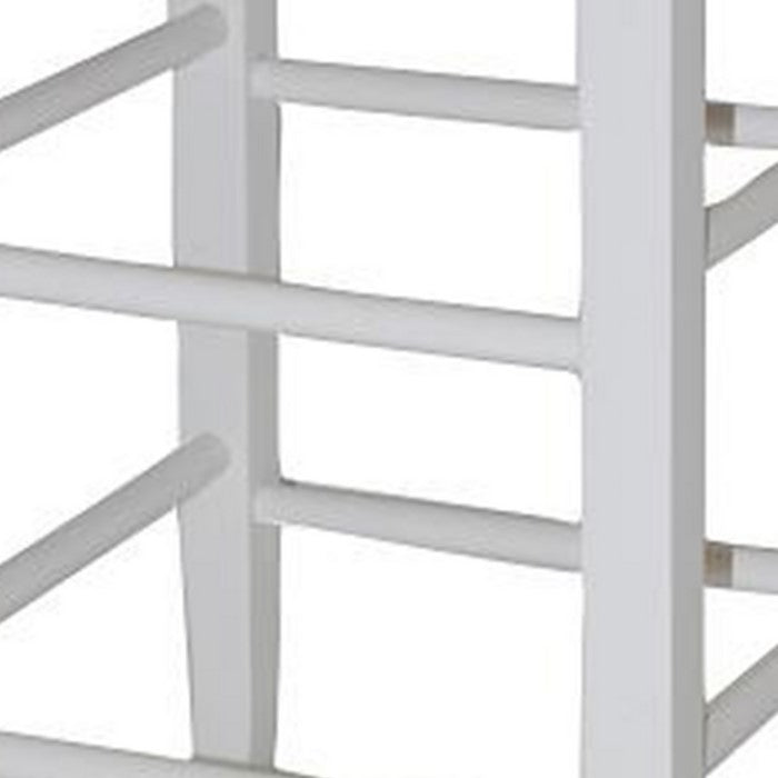 Square Wooden Frame Counter Stool with Hand Woven Rush, White and Brown