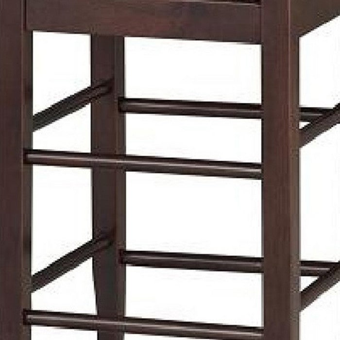 Rush Woven Wooden Frame Counter Stool with Saber Legs, Beige and Dark Brown