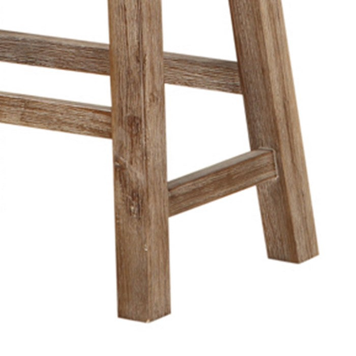 Wooden Frame Saddle Seat Counter Height Stool with Angled Legs, Gray