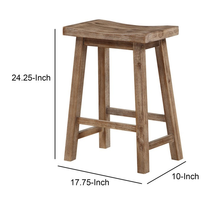 Wooden Frame Saddle Seat Counter Height Stool with Angled Legs, Gray