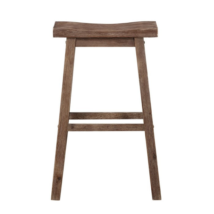 Wooden Frame Saddle Seat Bar Height Stool with Angled Legs, Large, Gray