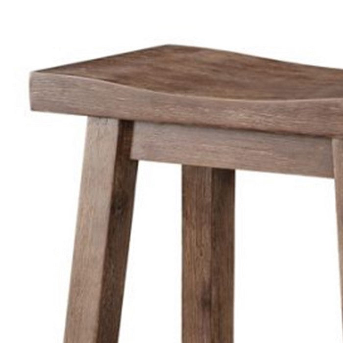 Wooden Frame Saddle Seat Bar Height Stool with Angled Legs, Large, Gray