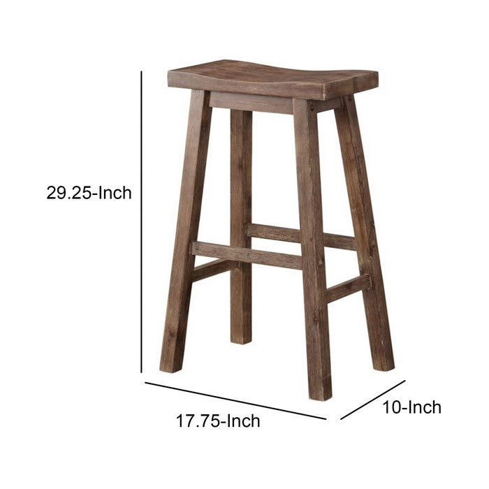 Wooden Frame Saddle Seat Bar Height Stool with Angled Legs, Large, Gray