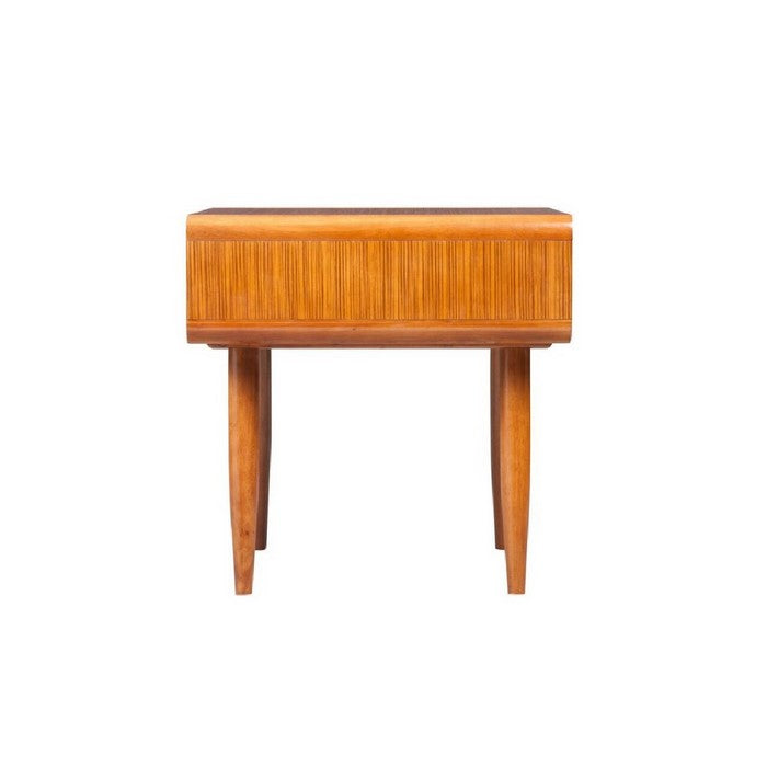 Rectangular Wooden End Table with Open Shelf and Splayed legs, Brown