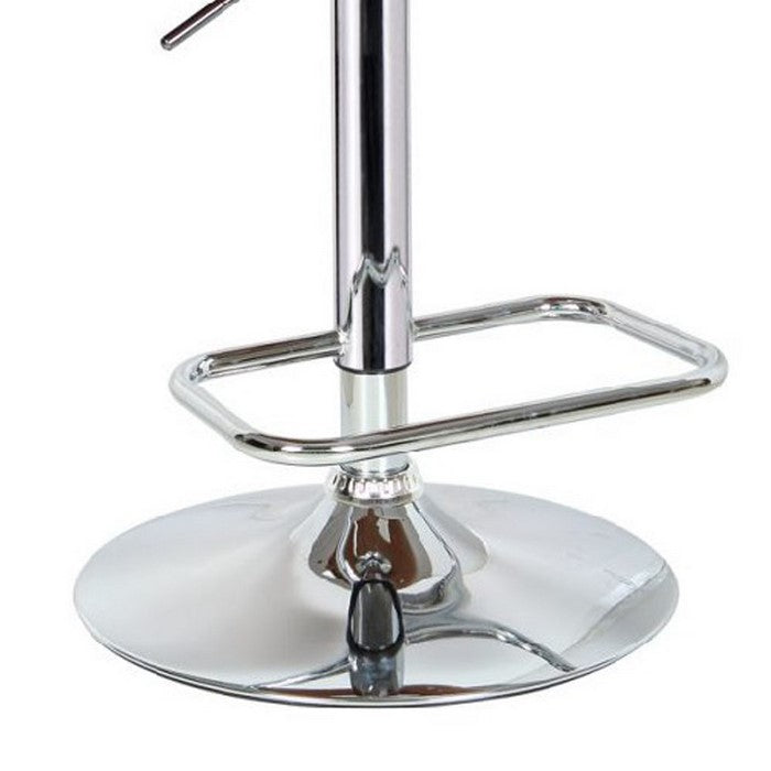 Leatherette Metal Frame Swivel Stool with Adjustable Height, White and Brown