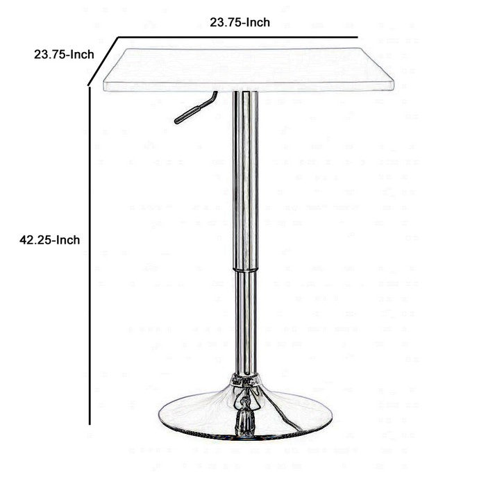 Wooden Top Adjustable Height Pub Table with Metal Frame, White and Chrome