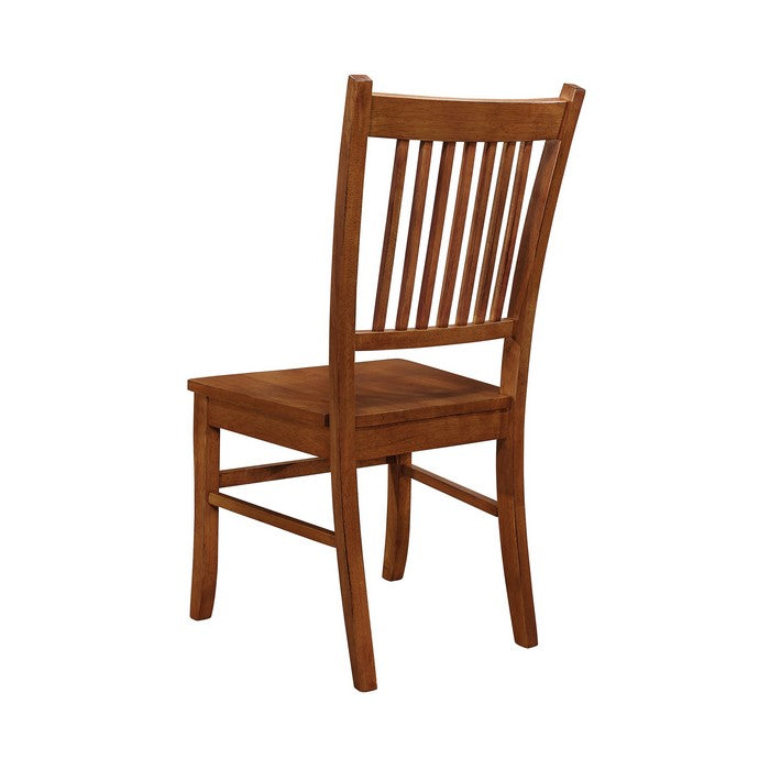 Slat Back Mission Style Wooden Side Chair, Brown, Set of 2