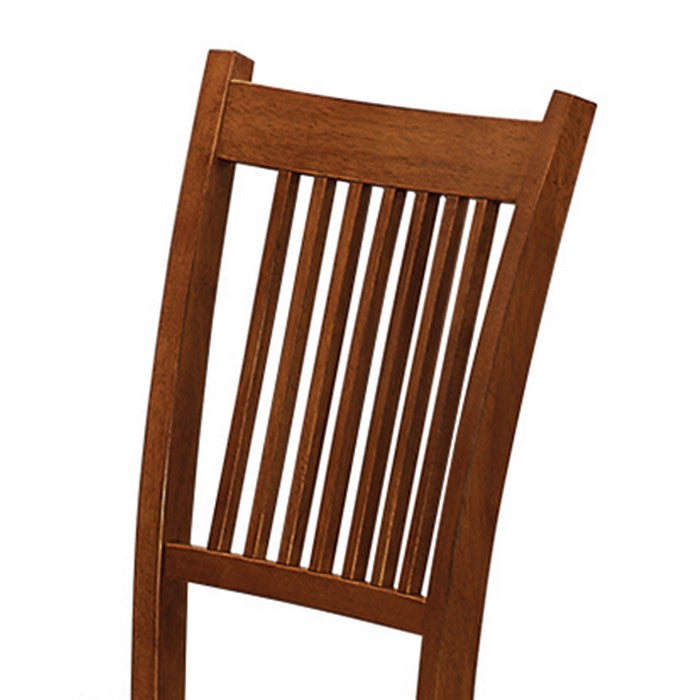 Slat Back Mission Style Wooden Side Chair, Brown, Set of 2