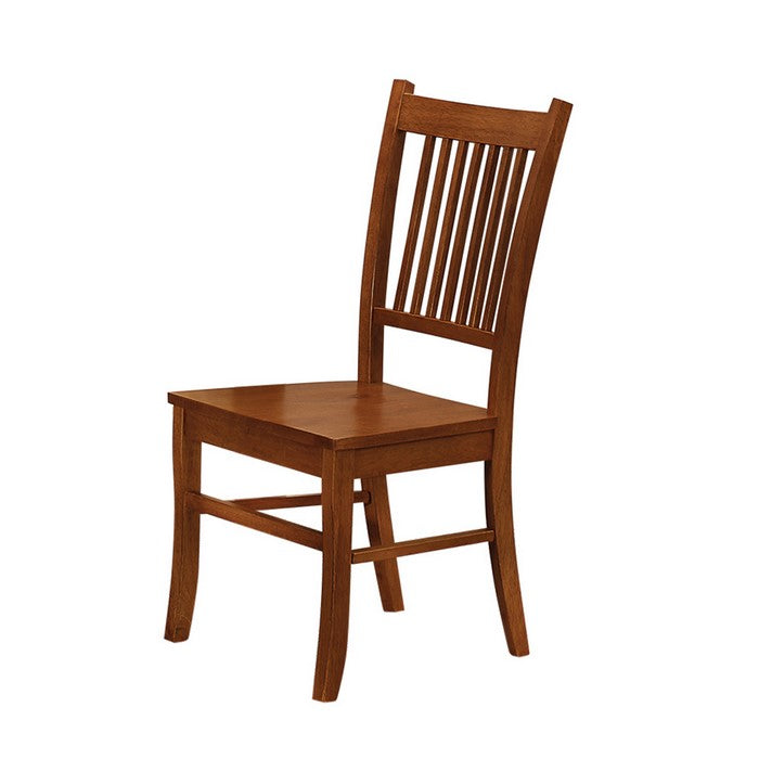 Slat Back Mission Style Wooden Side Chair, Brown, Set of 2