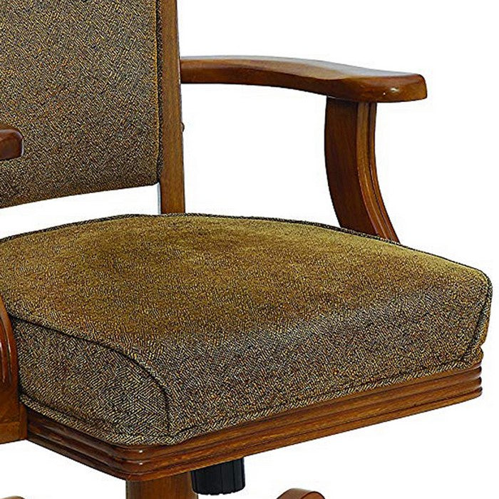 Cozy Upholstered Arm Game Chair, Brown