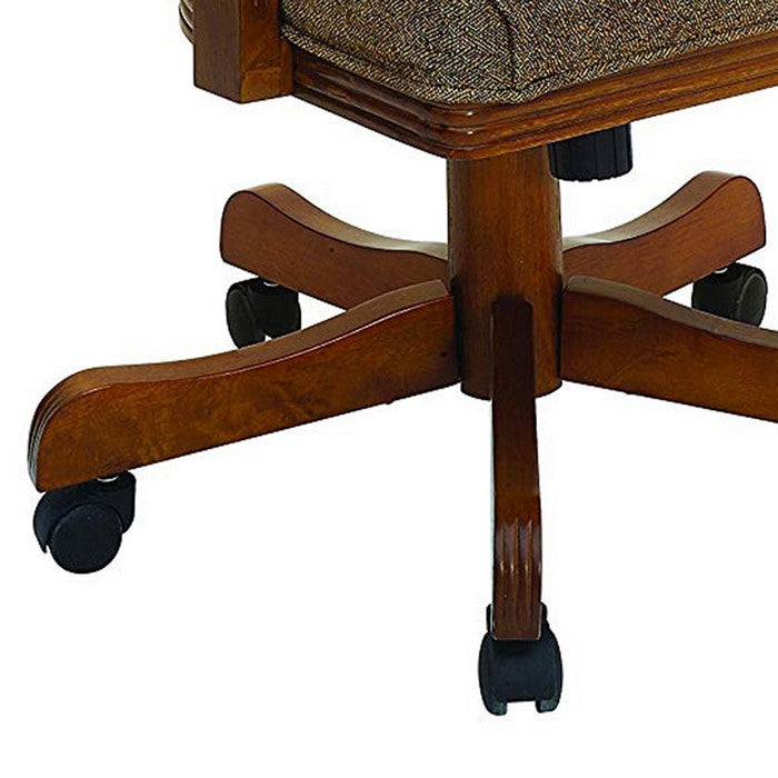 Cozy Upholstered Arm Game Chair, Brown