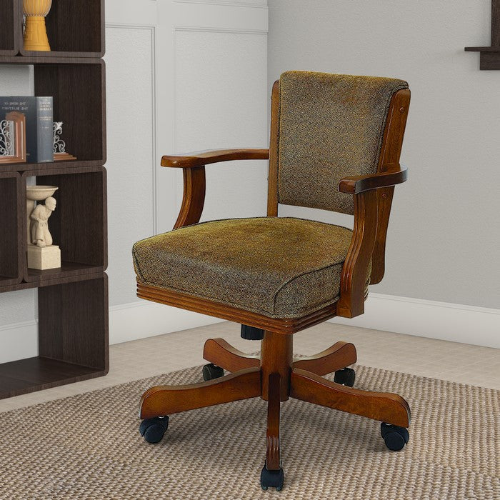 Cozy Upholstered Arm Game Chair, Brown