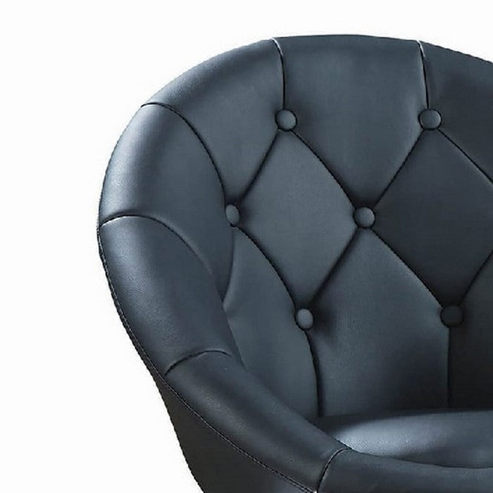Contemporary Round Tufted Black Swivel Accent Chair