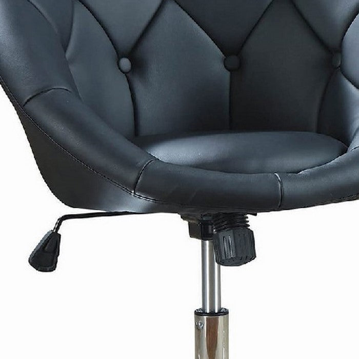 Contemporary Round Tufted Black Swivel Accent Chair