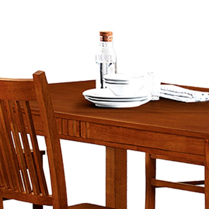 Traditional Mission Style Wooden Dining Table, Brown