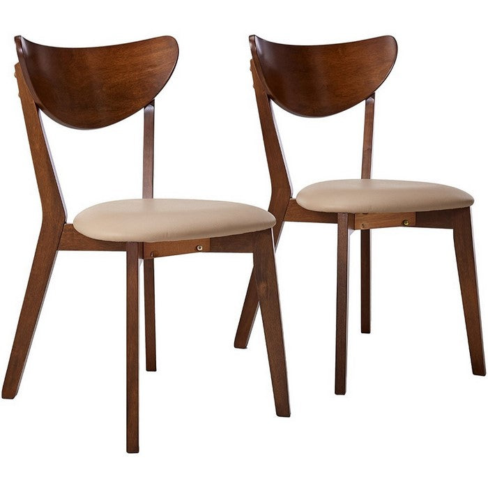 We-designed Wooden Dining Side Chair, Chestnut Brown, Set of 2