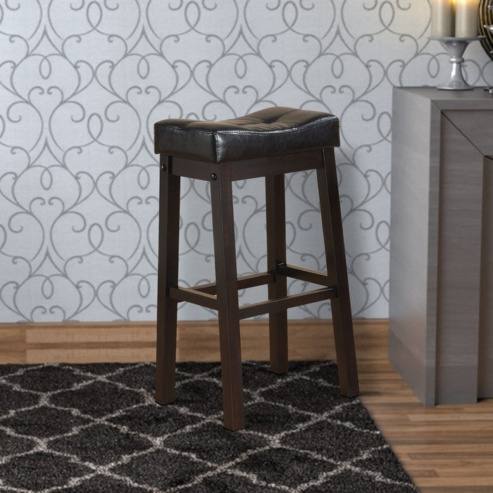 Wooden Sofie Backless Counter Height Stool, Black, Set of 2