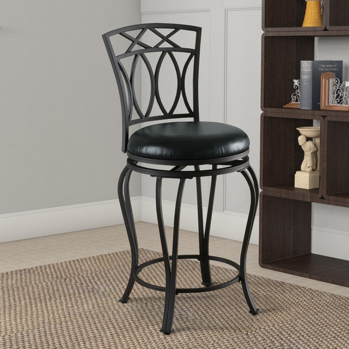 Chic Traditional Swivel Counter Height Stool, Black