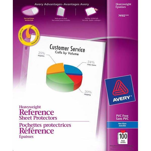 Avery Heavyweight Non-Glare Sheet Protectors, 8.5" x 11", Acid-Free, Archival Safe, Easy Load, 100ct (74102)