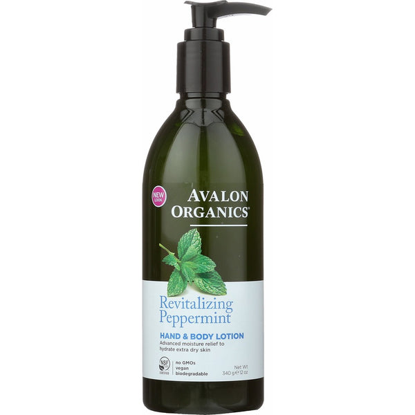 Avalon Organics Hand & Body Lotion, Revitalizing Peppermint, 12 Ounce