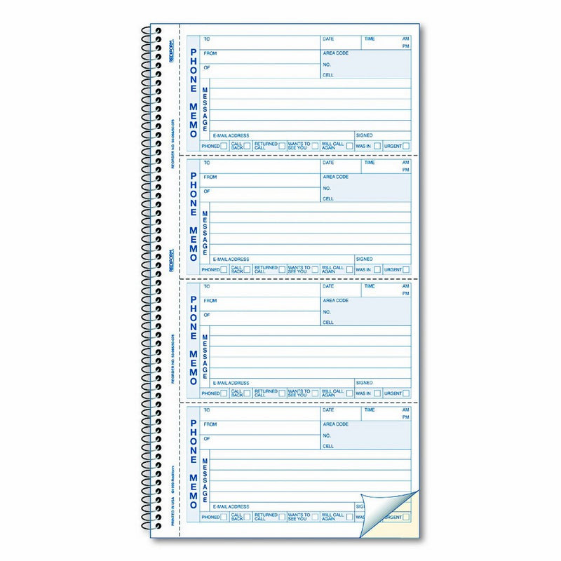 REDIFORM Telephone Message Book, 2.75 x 5" 4 per Page, 400 Messages (50076)