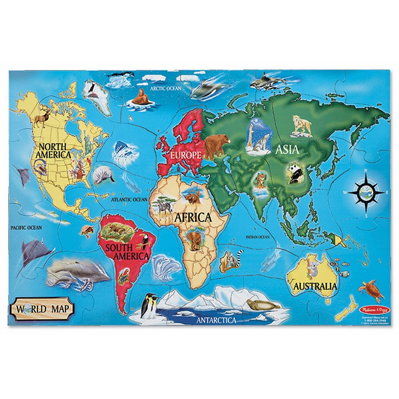 Melissa & Doug World Map Jumbo Jigsaw Floor Puzzle (33 pcs, 2 x 3 feet)