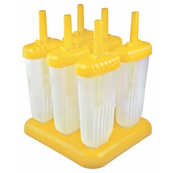 Tovolo Groovy Pop Molds, Drip-Guard Handle, 4 Ounces, Yellow - Set of 6