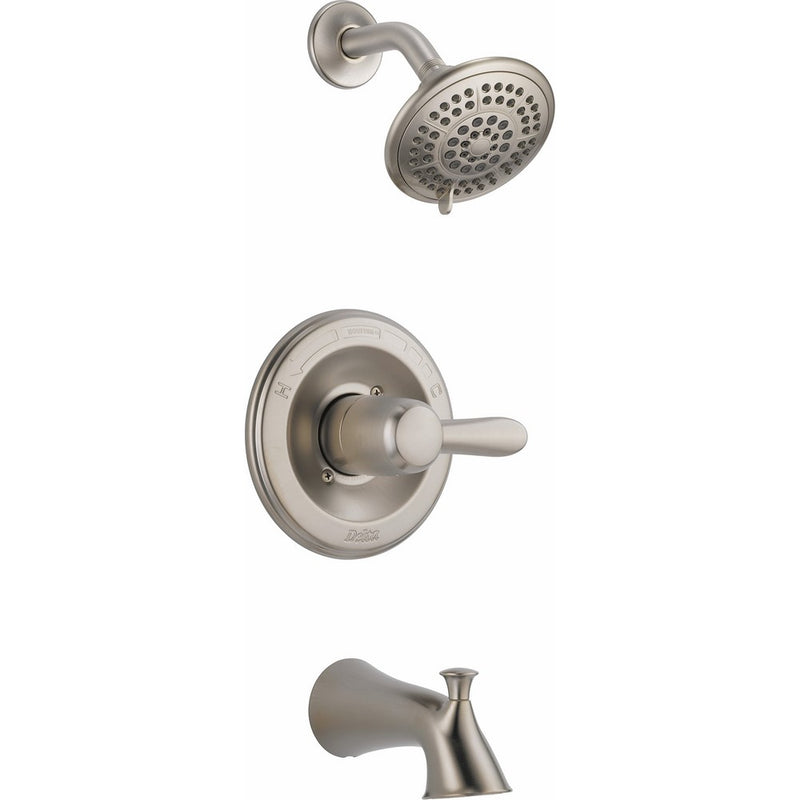 Delta T14438-SS Lahara 14 Series Single-Function Tub and Shower Trim Kit with 5-Spray Touch Clean Shower Head, Stainless (Valve Not Included)