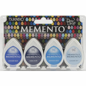Tsukineko 4-Pack Assortment Memento Dew Drops Fade-Resistant Ink, Ocean