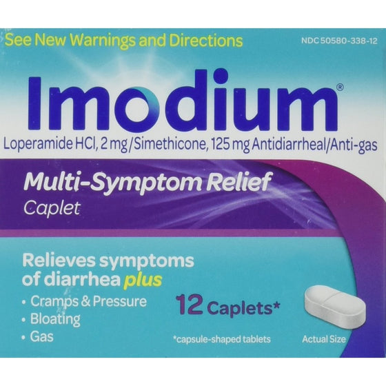 Imodium Multi-Symptom Gas Relief & Treatment for Diarrhea Caplets, 12 count