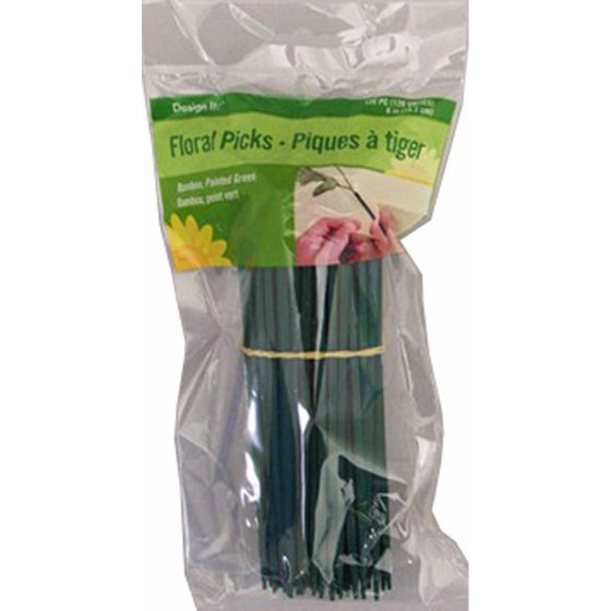 FloraCraft Floral Accessories Floral Picks, 120 6-Inch Green Floral Picks, Wired