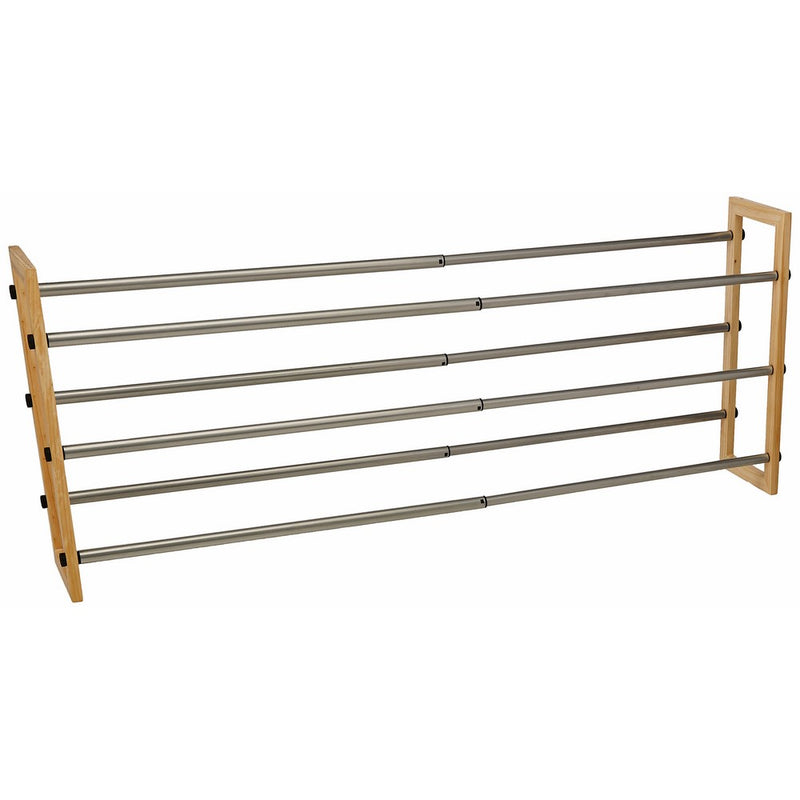 Honey-Can-Do SHO-01372 Adjustable Wood and Metal Shoe Rack, 3-Tier